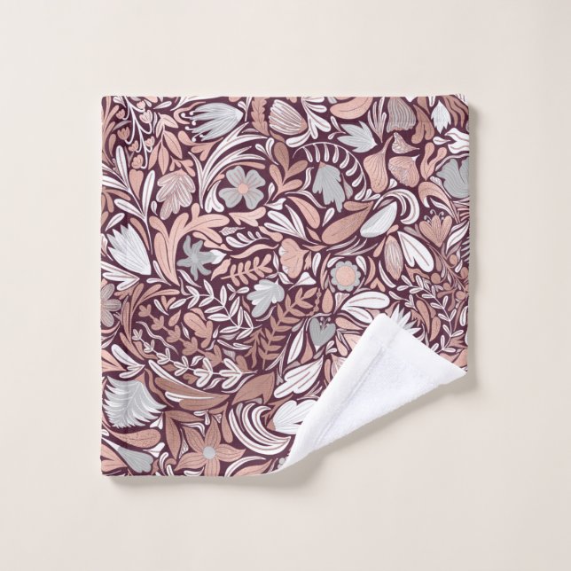 Motif d'illustrations florales de Bourgogne rose (Gant de toilette)