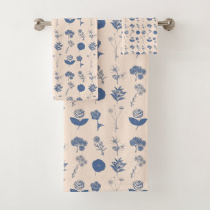 Motif d'illustrations florales Vintages Bleu