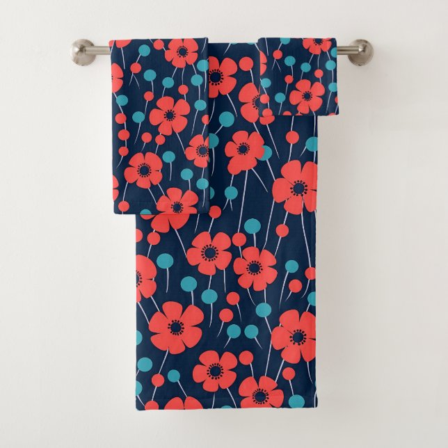 Motif d'impression floral bleu marine (En situation)