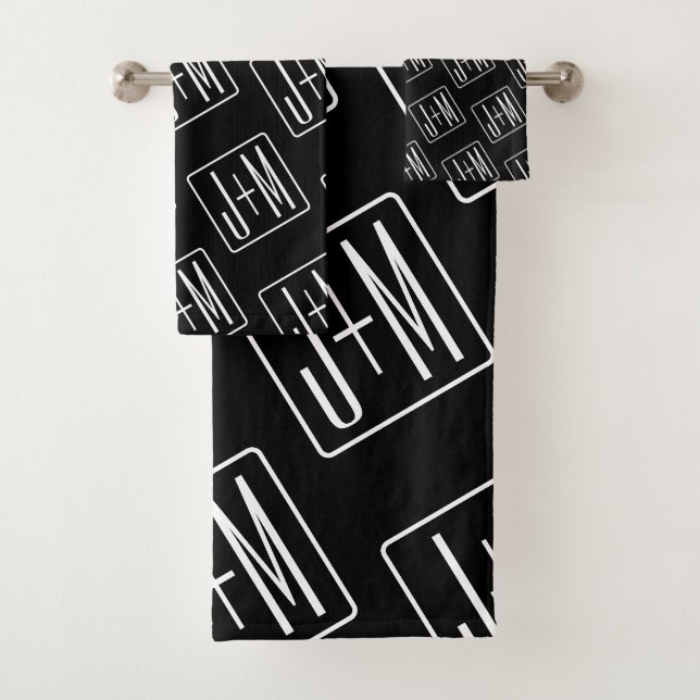 Motif d'initiales de mariage moderne | Noir & Blan (En situation)