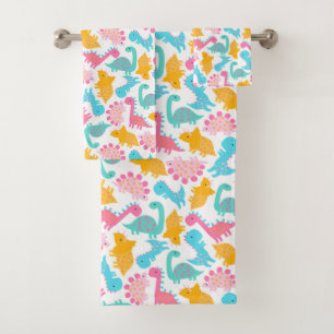 Motif Dinosaur rose et Turquoise