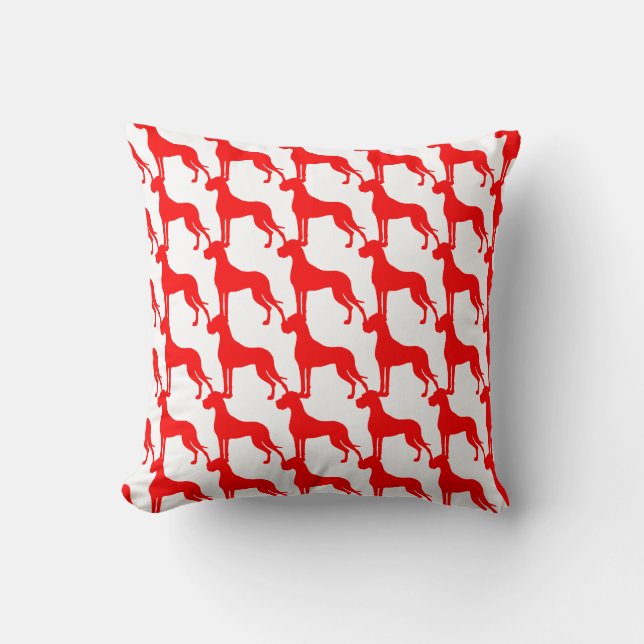 Motif doggen rouge sur coussin de canapé (Recto)
