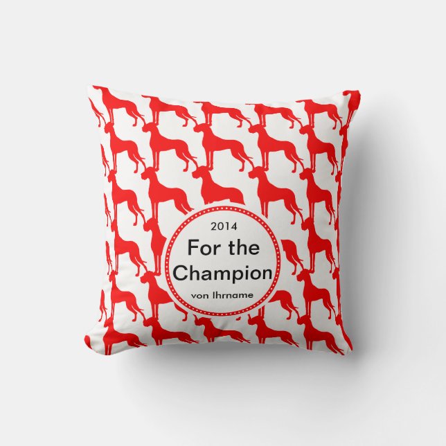 Motif Doggen rouge sur coussins de canapé (Recto)