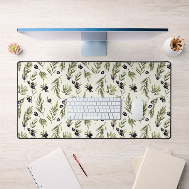 Motif d'olive de campagne française à l'aquarelle  (Bureau 1)
