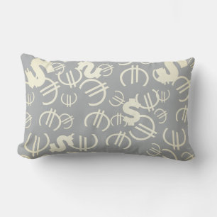 Motif Dollar Euro Argent Coussin Jeté Oreiller