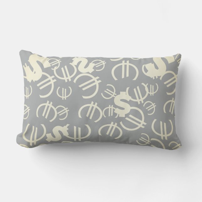 Motif Dollar Euro Argent Coussin Jeté Oreiller (Recto)