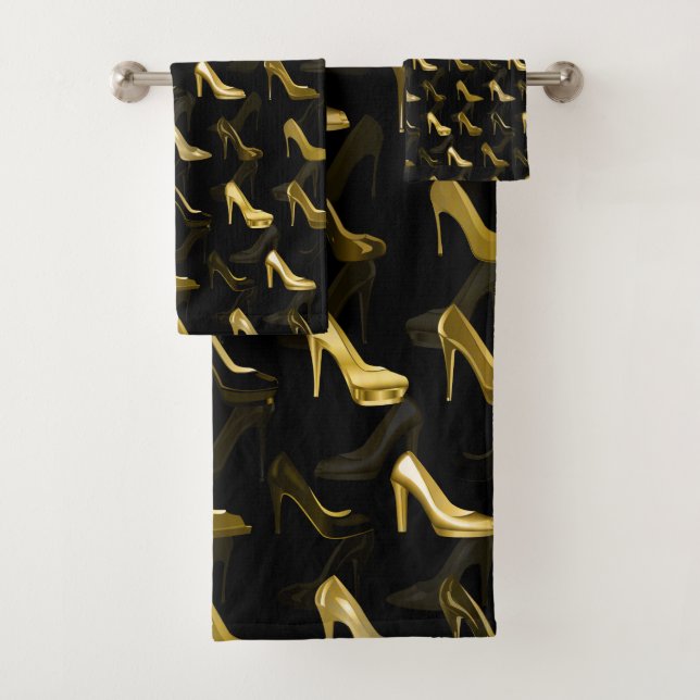 Motif d'or de chaussures de talons hauts (En situation)