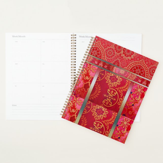 MOTIF d'or rouge ORIENTAL - Carnet, planificateur (Devant avec enveloppe)