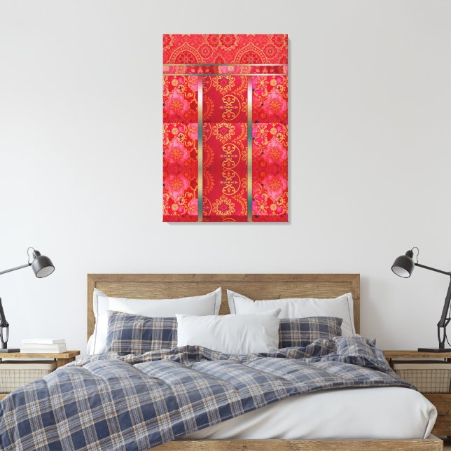 MOTIF d'or rouge ORIENTAL - Toile enveloppée (Insitu(Chambre))