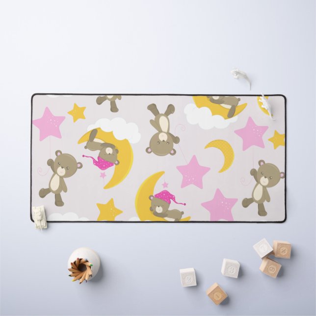 Motif D'Ours, Nounours, Mignons Ours, Étoiles (Tableau pour enfants)