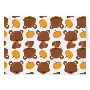 Motif D'Ours, Ours Mignons, Automne, Citrouille
