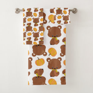 Motif D'Ours, Ours Mignons, Automne, Citrouille