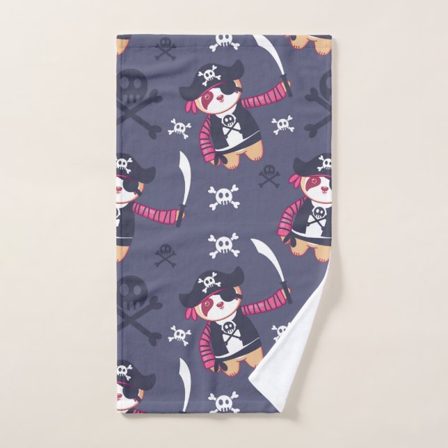 Motif d'ours panda pirate mignon (Serviette à main)