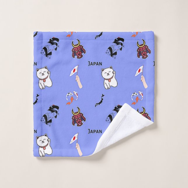 Motif du Japon en bleu (Gant de toilette)