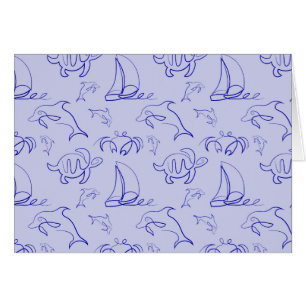 Motif d'une ligne d'animal marin et voilier