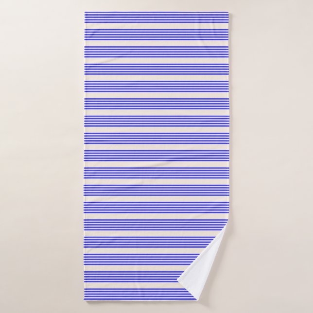 Motif électrique bleu et beige cinq bandes (Serviette de bain)