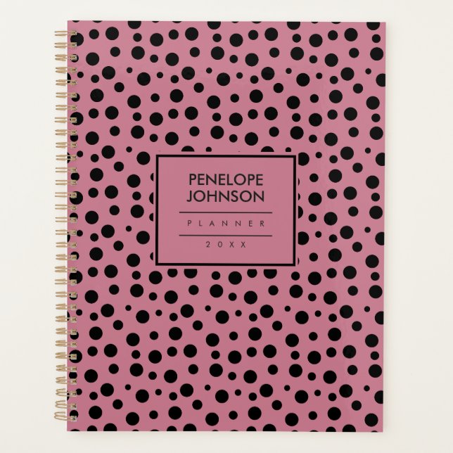 Motif élégant à pois rose blush noir (Devant)