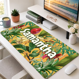 Motif élégant de feuilles tropicales jaunes et de 