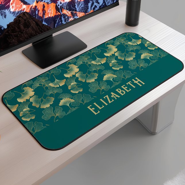 Motif élégant de Ginkgo Nom Bleu sarcelle Or (Créateur téléchargé)