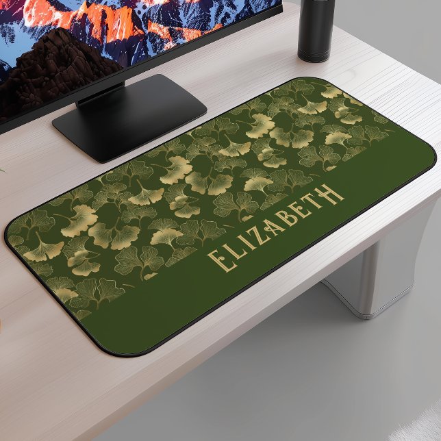 Motif élégant de Ginkgo Nom Olive Vert Or (Créateur téléchargé)
