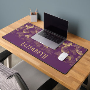 Motif élégant de Ginkgo Nom Or Violet