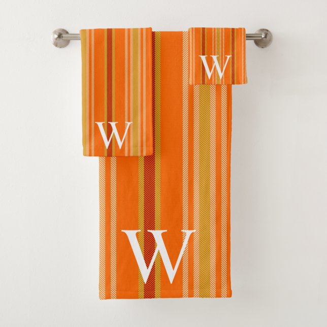 Motif élégant de rayures orange et marron avec mon (En situation)