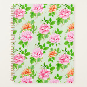 Motif élégant de roses florales feuilles vertes-23