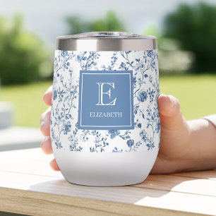 Motif élégant de toile française bleue avec monogr