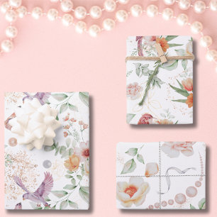 Motif Élégant Floral Fleurs Feuilles Oiseaux