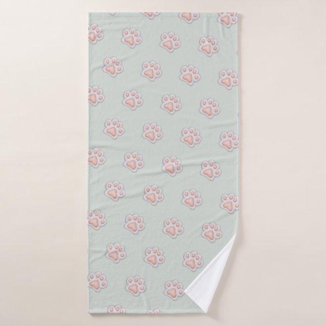 Motif empreinte de patte rose mignon (Serviette de bain)