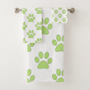 Motif empreinte de patte vert et blanc