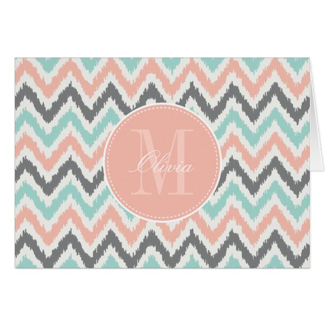 Motif en bon état d'Ikat de zigzag de pêche de (Devant Horizontal)