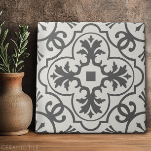 Motif en carreaux de ferme - gris et blanc cassé
