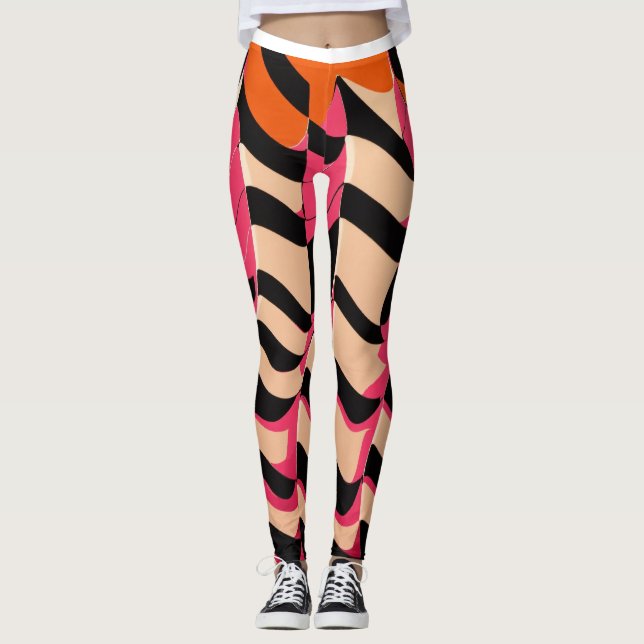 Motif en carton rose et orange Leggings : gras (Devant)