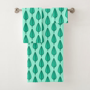 Motif en feuille de hêtre, Turquoise et Aqua