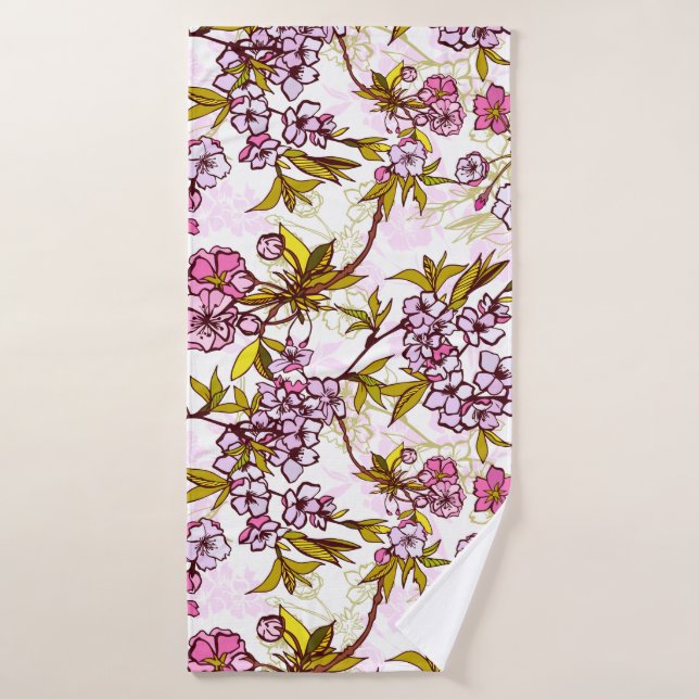 Motif en fleurs de cerisiers (Serviette de bain)