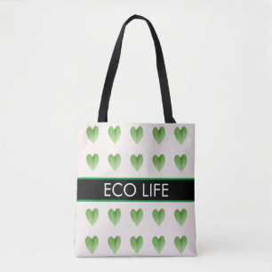 Motif en forme de coeur vert sur Sac fourre-tout b