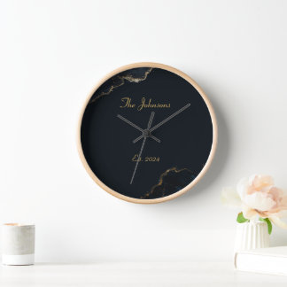 Motif en marbre personnalisable, horloge Accent Bl