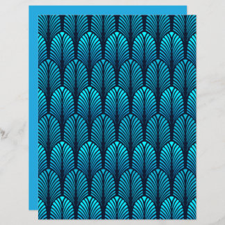 Motif en plumes Art déco, bleu cérulean