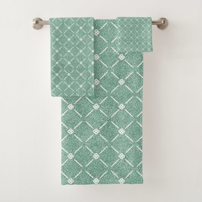 Motif en treillis velouté en vert menthe (En situation)