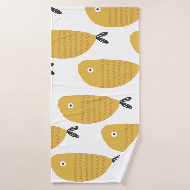 Motif enfantin sans couture avec des poissons drôl (Serviette de bain)