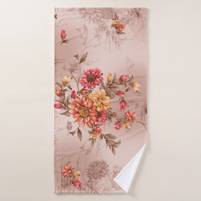 motif et fleur sans soudure avec fond de terre, fl (Serviette de bain)