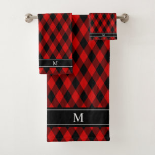 Motif et monogramme de diamants rouges noirs class