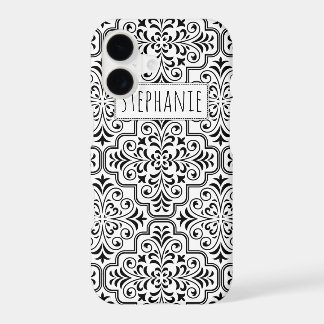 Motif et nom damassé noir et blanc