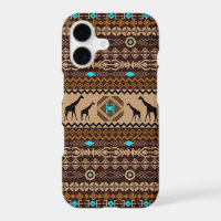 Motif ethnique géométrique Brown Giraffe africaine