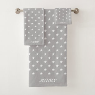Motif étoile blanche sur gris argent clair