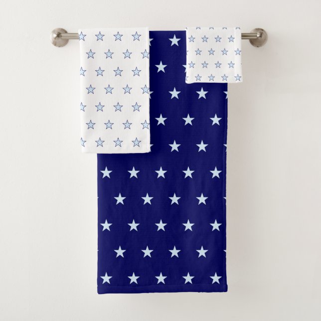 Motif étoile bleu clair sur bleu marine et blanc (En situation)