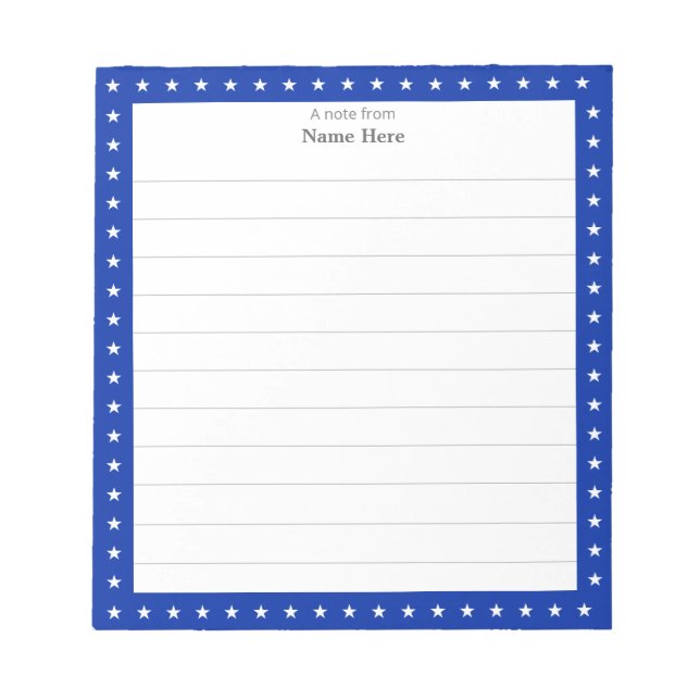 Motif étoile sur bloc-notes ligné à cadre bleu roy (Devant)