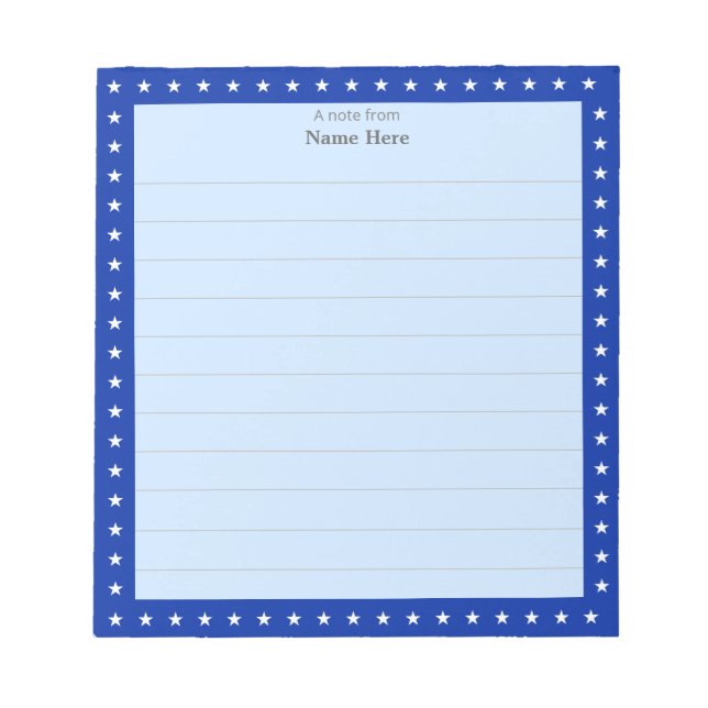 Motif étoile sur bloc-notes ligné à cadre bleu roy (Devant)