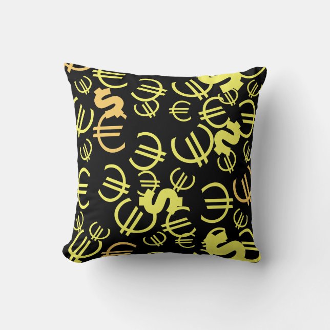Motif Euro Dollar Argent Coussin de jeté Oreiller (Recto)